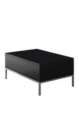 Coffee tables - Rectangular Coffee Table Black Lord 90x60 - Silver Frame - Dimehouse