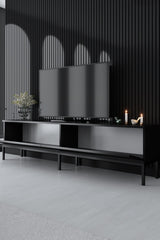 TV Furniture - TV Furniture Lord Black Melamine 180x47x30 cm - Dimehouse