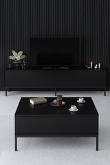 Coffee tables - Rectangular Coffee Table Black Lord 90x60 - Black Frame - Dimehouse
