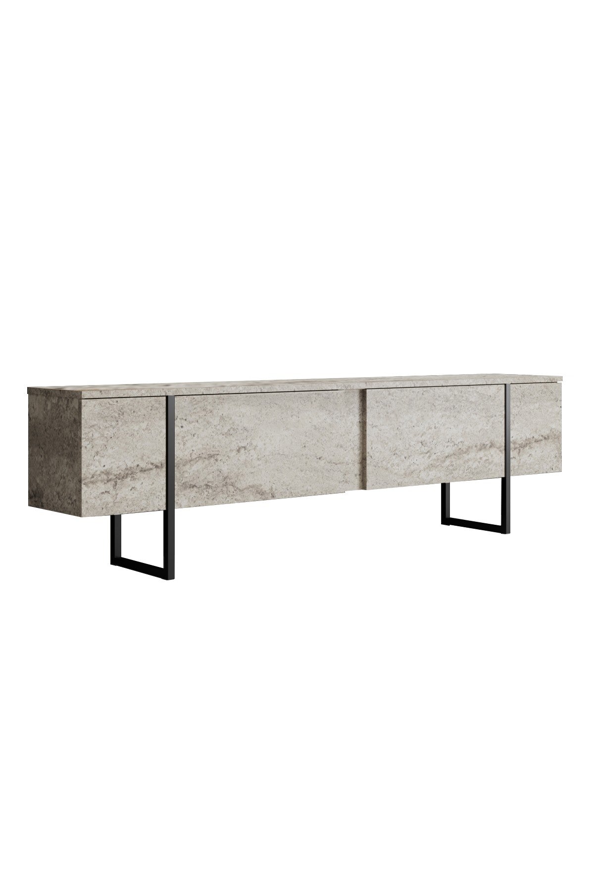 TV Furniture - TV Furniture Travertine Luxury 180x50x30 - Black Frame - Dimehouse