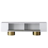 TV Furniture - TV Furniture White Bohem 180x50x30 - Golden Frame - Dimehouse