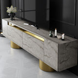TV Furniture - TV Furniture Travertine Bohem 180x50x30 - Golden Frame - Dimehouse