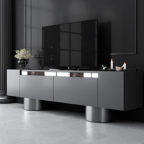TV Furniture - TV Furniture Anthracite Bohem 180x50x30 - Silver Frame - Dimehouse