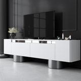 TV Furniture - TV Furniture White Bohem 180x50x30 - Silver Frame - Dimehouse