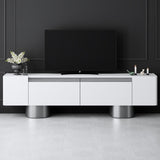 TV Furniture - TV Furniture White Bohem 180x50x30 - Silver Frame - Dimehouse