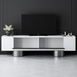 TV Furniture - TV Furniture White Bohem 180x50x30 - Silver Frame - Dimehouse
