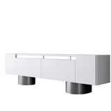 TV Furniture - TV Furniture White Bohem 180x50x30 - Silver Frame - Dimehouse