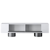 TV Furniture - TV Furniture White Bohem 180x50x30 - Silver Frame - Dimehouse