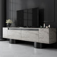 TV Furniture - TV Furniture Travertine Bohem 180x50x30 - Black Frame - Dimehouse