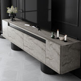 TV Furniture - TV Furniture Travertine Bohem 180x50x30 - Black Frame - Dimehouse