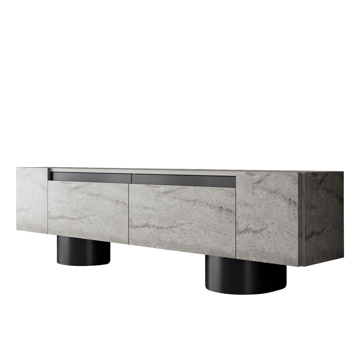 TV Furniture - TV Furniture Travertine Bohem 180x50x30 - Black Frame - Dimehouse