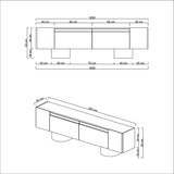 TV Furniture - TV Furniture Travertine Bohem 180x50x30 - Black Frame - Dimehouse