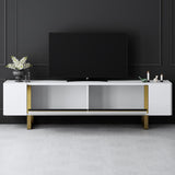 TV Furniture - TV Furniture White Yildiz 180x50x30 - Golden Frame - Dimehouse