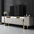 TV Furniture - TV Furniture Travertine Yildiz 180x50x30 - Golden Frame - Dimehouse