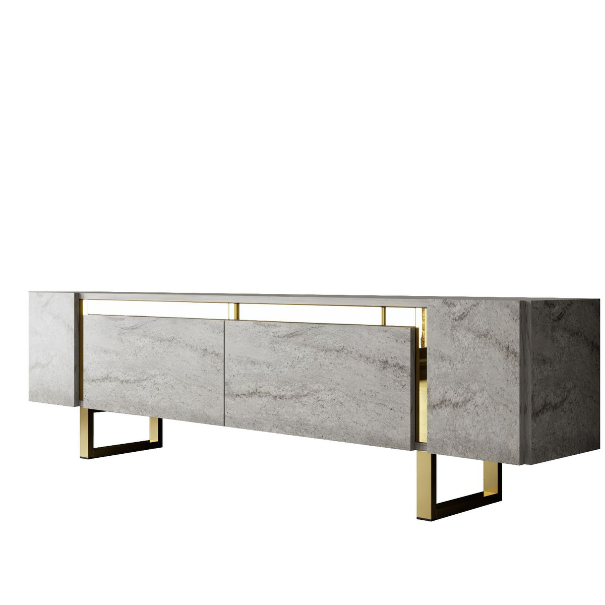 TV Furniture - TV Furniture Travertine Yildiz 180x50x30 - Golden Frame - Dimehouse