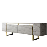 TV Furniture - TV Furniture Travertine Yildiz 180x50x30 - Golden Frame - Dimehouse