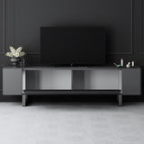 TV Furniture - TV Furniture Anthracite Yildiz 180x50x30 - Silver Frame - Dimehouse
