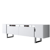 TV Furniture - TV Furniture White Yildiz 180x50x30 - Silver Frame - Dimehouse