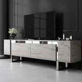 TV Furniture - TV Furniture Travertine Yildiz 180x50x30 - Silver Frame - Dimehouse