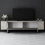 TV Furniture - TV Furniture Travertine Yildiz 180x50x30 - Silver Frame - Dimehouse