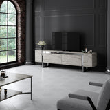 TV Furniture - TV Furniture Travertine Yildiz 180x50x30 - Silver Frame - Dimehouse