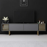 TV Furniture - TV Furniture Anthracite Gold Line 180x48x30 - Golden Frame - Dimehouse