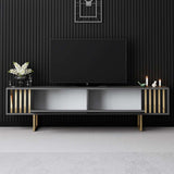 TV Furniture - TV Furniture Anthracite Gold Line 180x48x30 - Golden Frame - Dimehouse