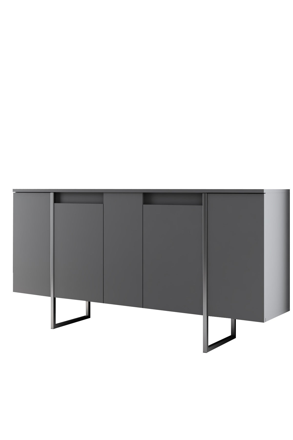 Sideboards - Modern Sideboard Anthracite Luxury 160x80x35 - Silver Frame - Dimehouse