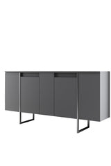 Sideboards - Modern Sideboard Anthracite Luxury 160x80x35 - Silver Frame - Dimehouse