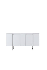 Sideboards - Modern Sideboard White Luxury 160x80x35 - Silver Frame - Dimehouse