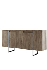 Sideboards - Modern Sideboard Walnut Luxury 160x80x35 - Silver Frame - Dimehouse