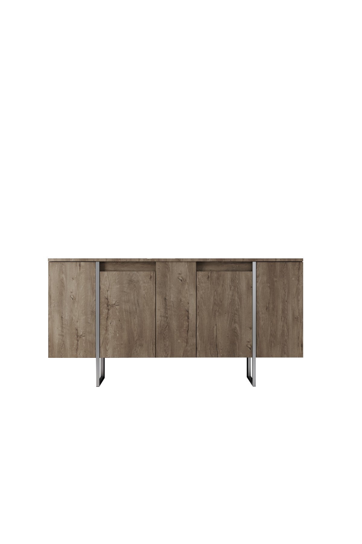 Sideboards - Modern Sideboard Walnut Luxury 160x80x35 - Silver Frame - Dimehouse