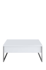 Coffee Tables - Rectangular Coffee Table White Luxury 90x60 - Silver Frame - Dimehouse