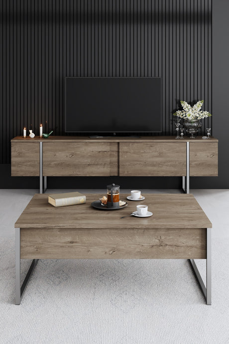 Coffee tables - Rectangular Coffee Table Walnut Luxury 90x60 - Silver Frame - Dimehouse