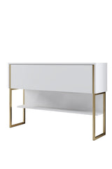 Sideboards - Modern Sideboard White Luxury 120x80x30 - Golden Frame - One Compartment - Dimehouse