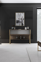 Sideboards - Modern Sideboard Walnut Luxury 120x80x30 - Golden Frame - One Compartment - Dimehouse