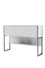 Sideboards - Modern Sideboard White Luxury 120x80x30 - Silver Frame - One Compartment - Dimehouse