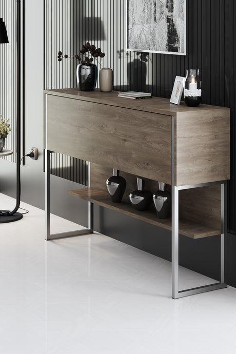 Sideboards - Modern Sideboard Walnut Luxury 120x80x30 - Silver Frame - One Compartment - Dimehouse