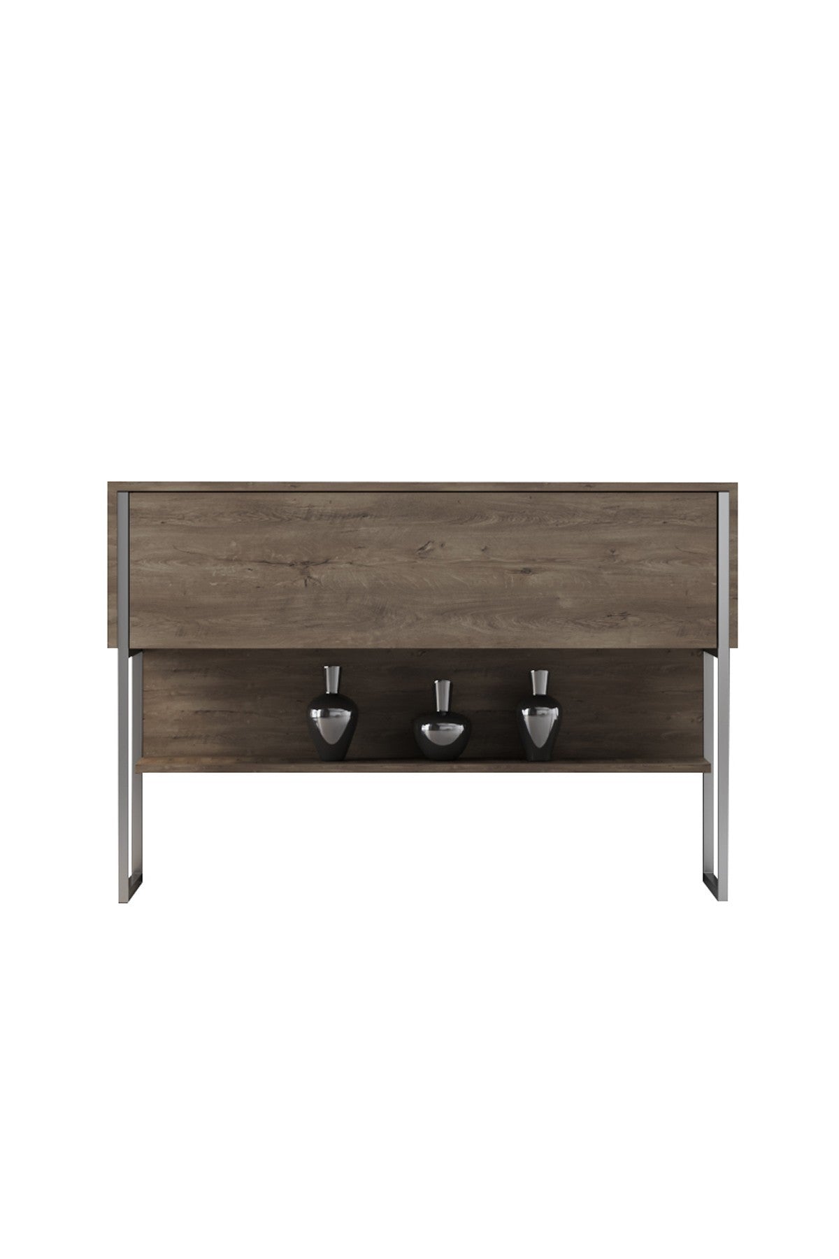 Sideboards - Modern Sideboard Walnut Luxury 120x80x30 - Silver Frame - One Compartment - Dimehouse