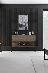 Sideboards - Modern Sideboard Walnut Luxury 120x80x30 - Black Frame - One Compartment - Dimehouse