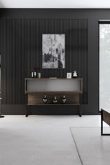 Sideboards - Modern Sideboard Walnut Luxury 120x80x30 - Black Frame - One Compartment - Dimehouse
