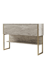 Sideboards - Modern Sideboard Travertine Luxury 120x80x30 - Gold Frame - One Compartment - Dimehouse