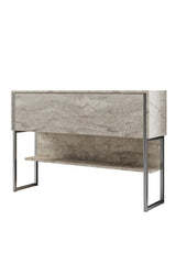 Sideboards - Modern Sideboard Travertine Luxury 120x80x30 - Silver Frame - One Compartment - Dimehouse