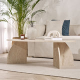 Melina coffee table travertine oval 120 cm Melamine-coated wood composite