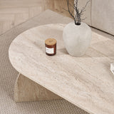 Melina coffee table travertine oval 120 cm Melamine-coated wood composite