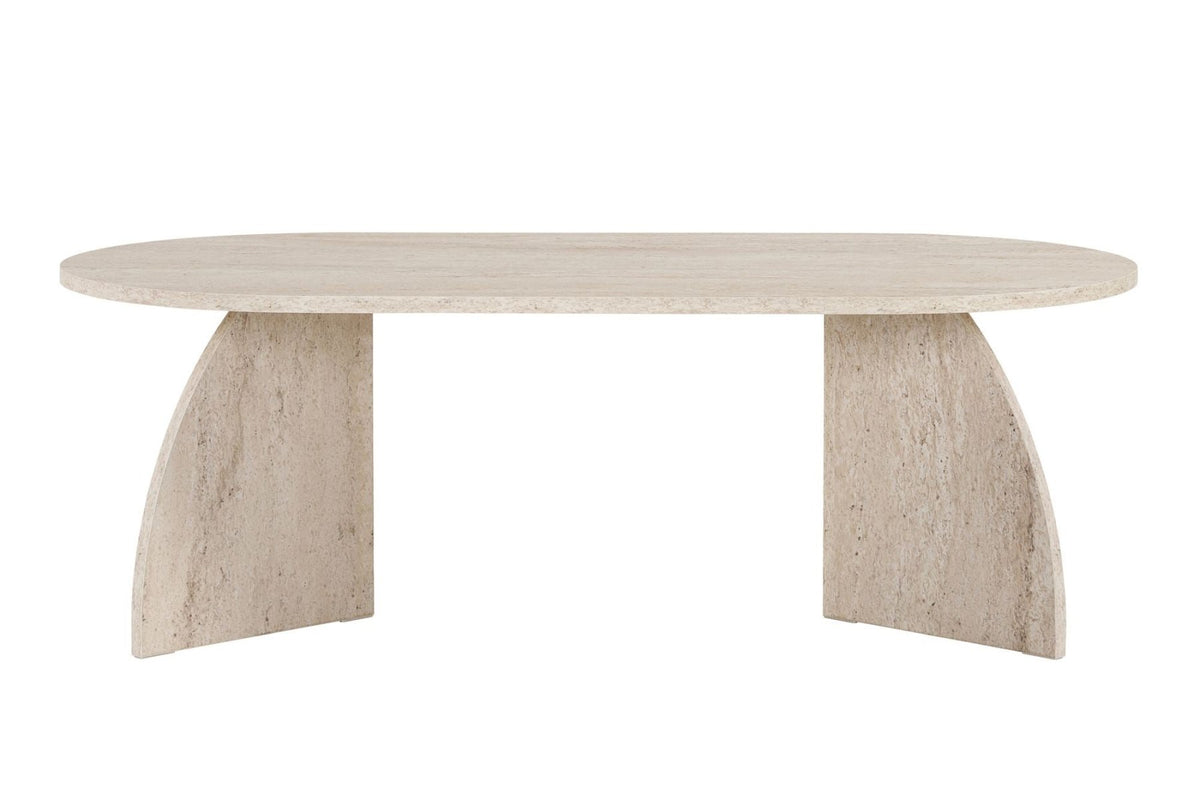 Melina coffee table travertine oval 120 cm Melamine-coated wood composite