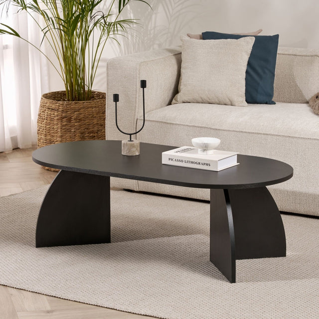 Melina coffee table oval in wood black 120 cm Melamine coated wood composite