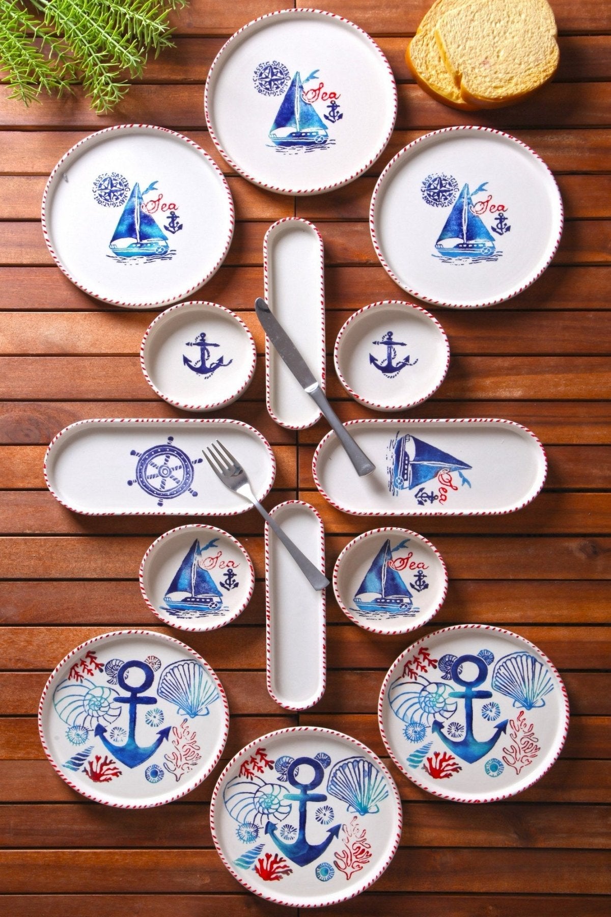 KAHSER14-MARINE White Blue Red 100% CERAMIC 6 cm wide