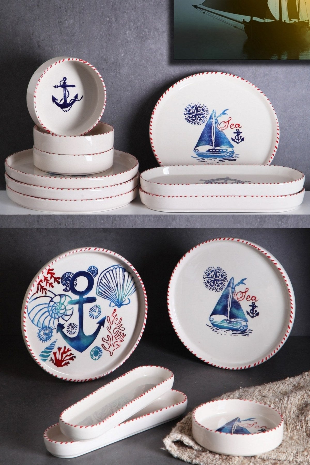 KAHSER14-MARINE White Blue Red 100% CERAMIC 6 cm wide