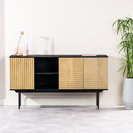 Sideboards - Sideboard Manu Mango wood black natural 160x40x86 cm - Dimehouse